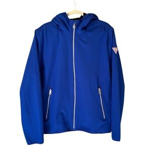 NWT Guess Men's Large Lightweight Jacket Blue Hooded Fleece Mesh Lining Casual